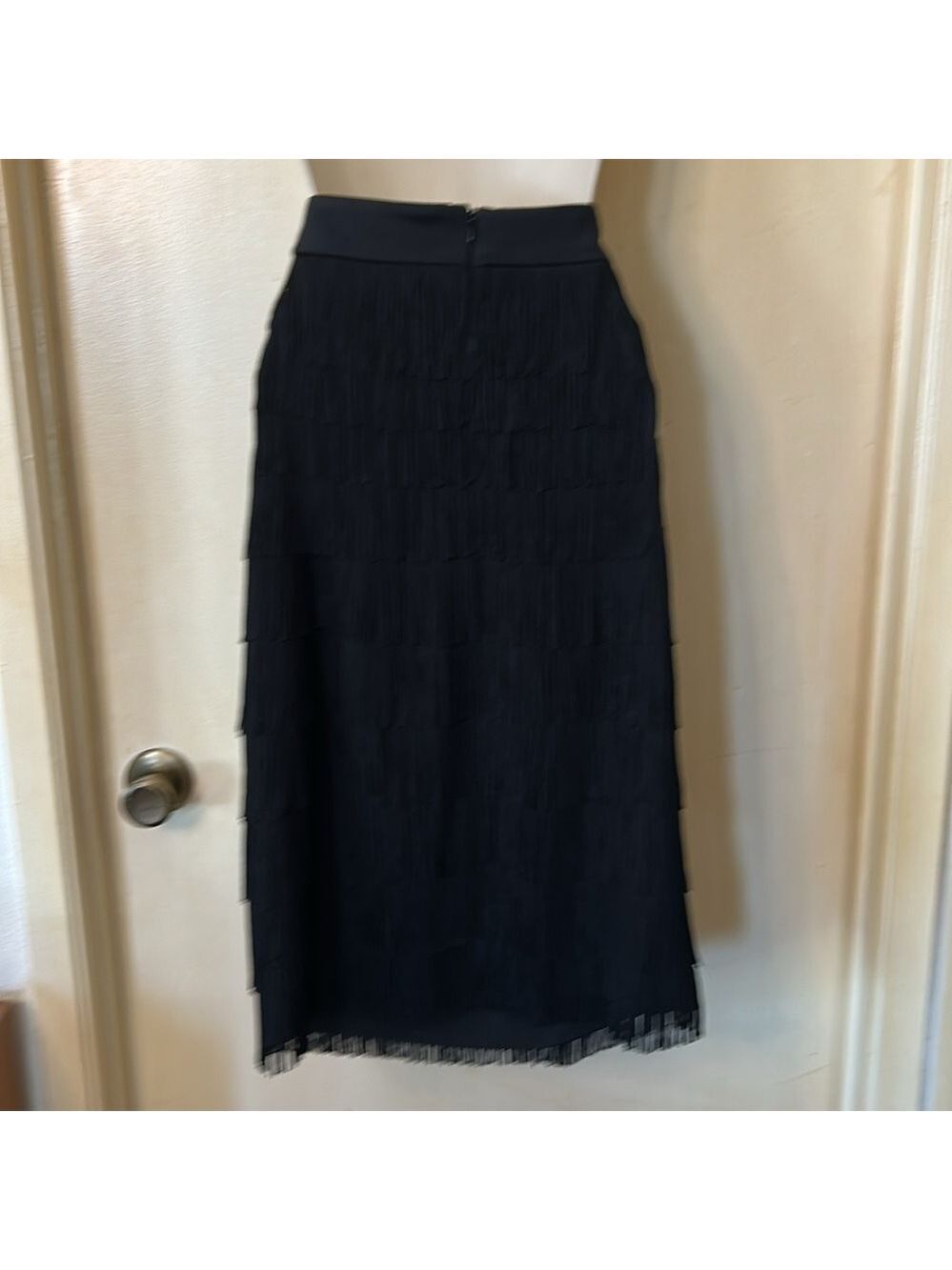 Jaygodfrey black silk fringe skirt size 8 - Picture 5 of 8